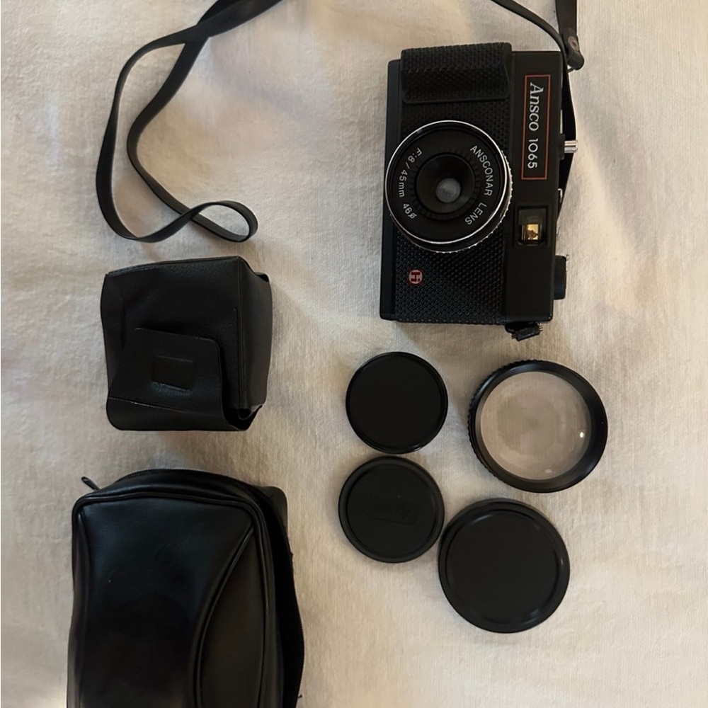 Black Vintage Camera with Accessories Ansco